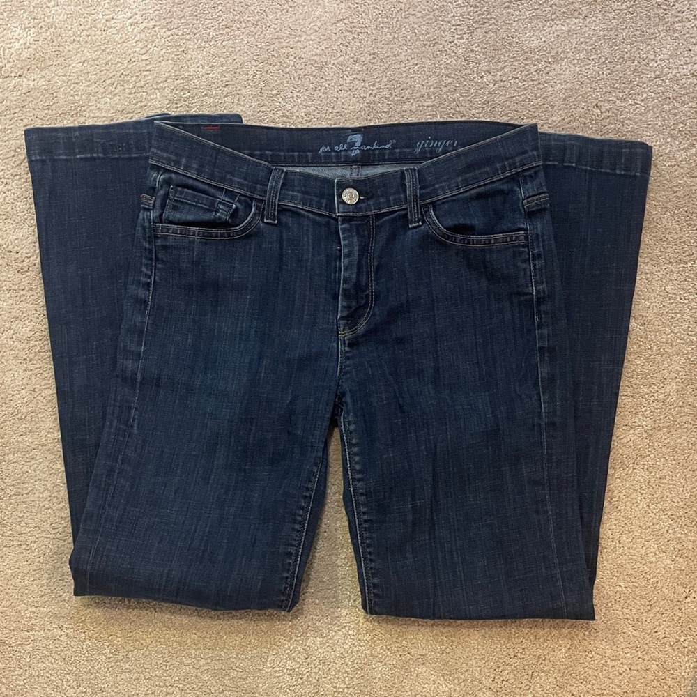 7 For All Mankind Dark Indigo Women's Ginger Flare Jeans